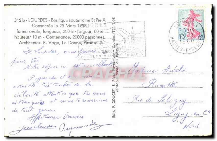 CPA Lourdes Basilique souterraine St Pie X  — Verso