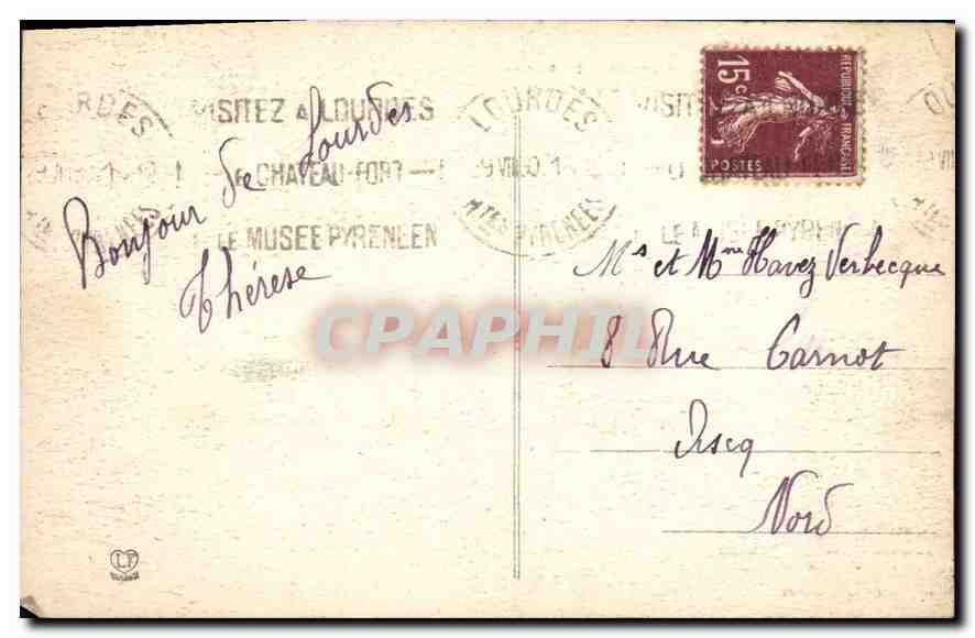 CPA Lourdes Interieure de la Grotte Miraculeuse  — Verso