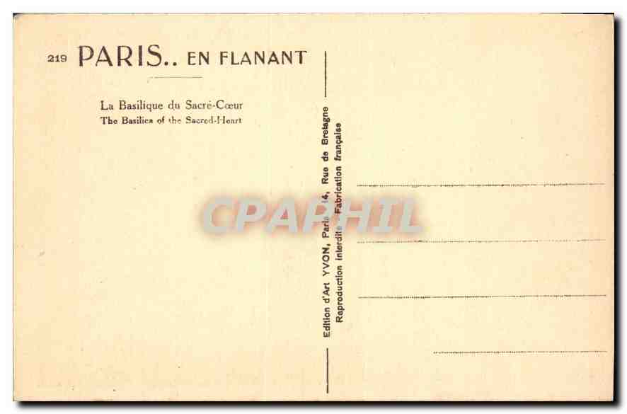 CPA Paris La Basilique du Sacre Coeur  — Rückseite