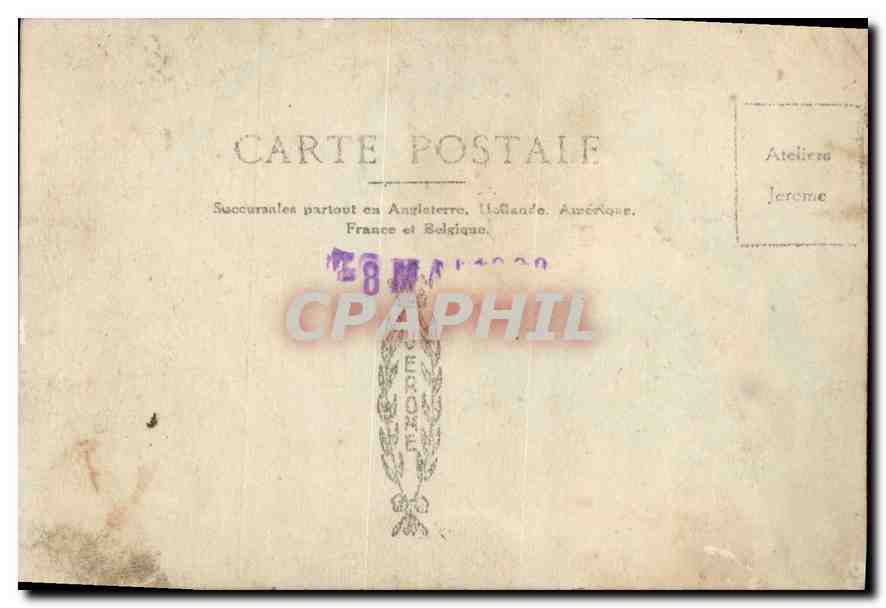 CARTE PHOTO Homme Chien — Verso