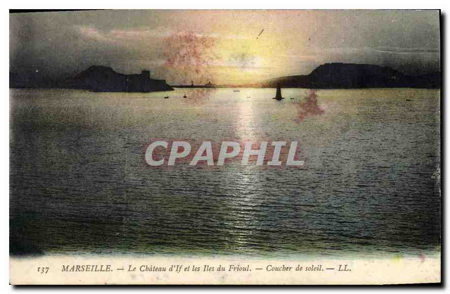 CPA Marseille Le Chateau d'If et les Iles du Frioul Coucher de soleil 