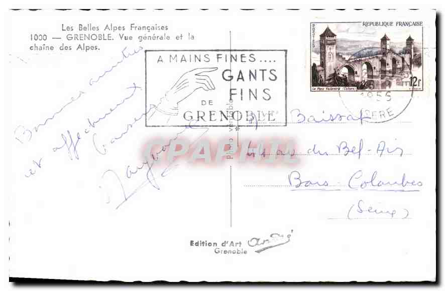Grenoble — Vue générale et la chaîne des Alpes — Édition d'Art Grenoble — Achterkant