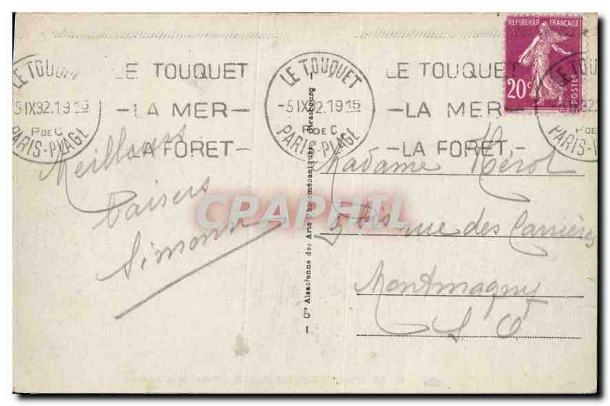 CPA Le Touquet Paris Plage Hotel Westminster  — Verso