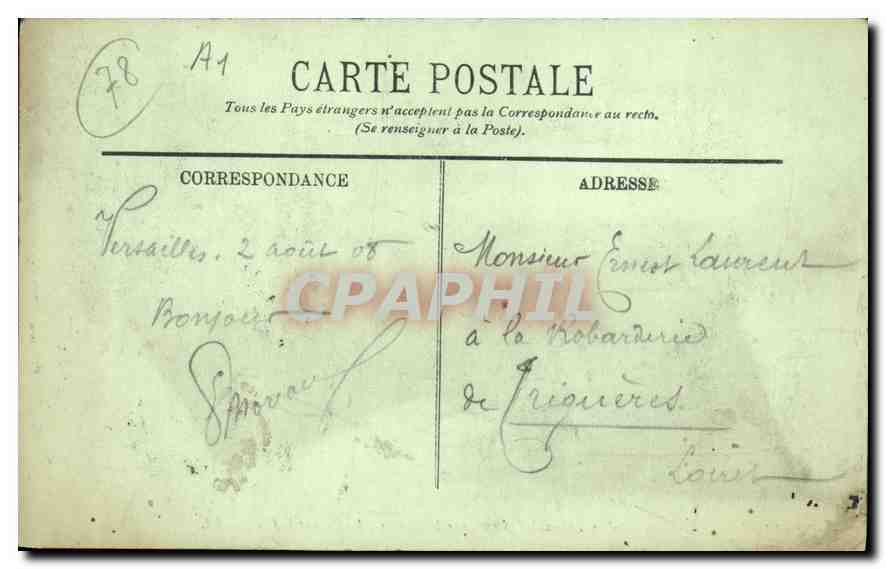 CPA Versailles Vue generale prise a vol d'oiseau sur le Chateau le Parchet la Ville  — Verso