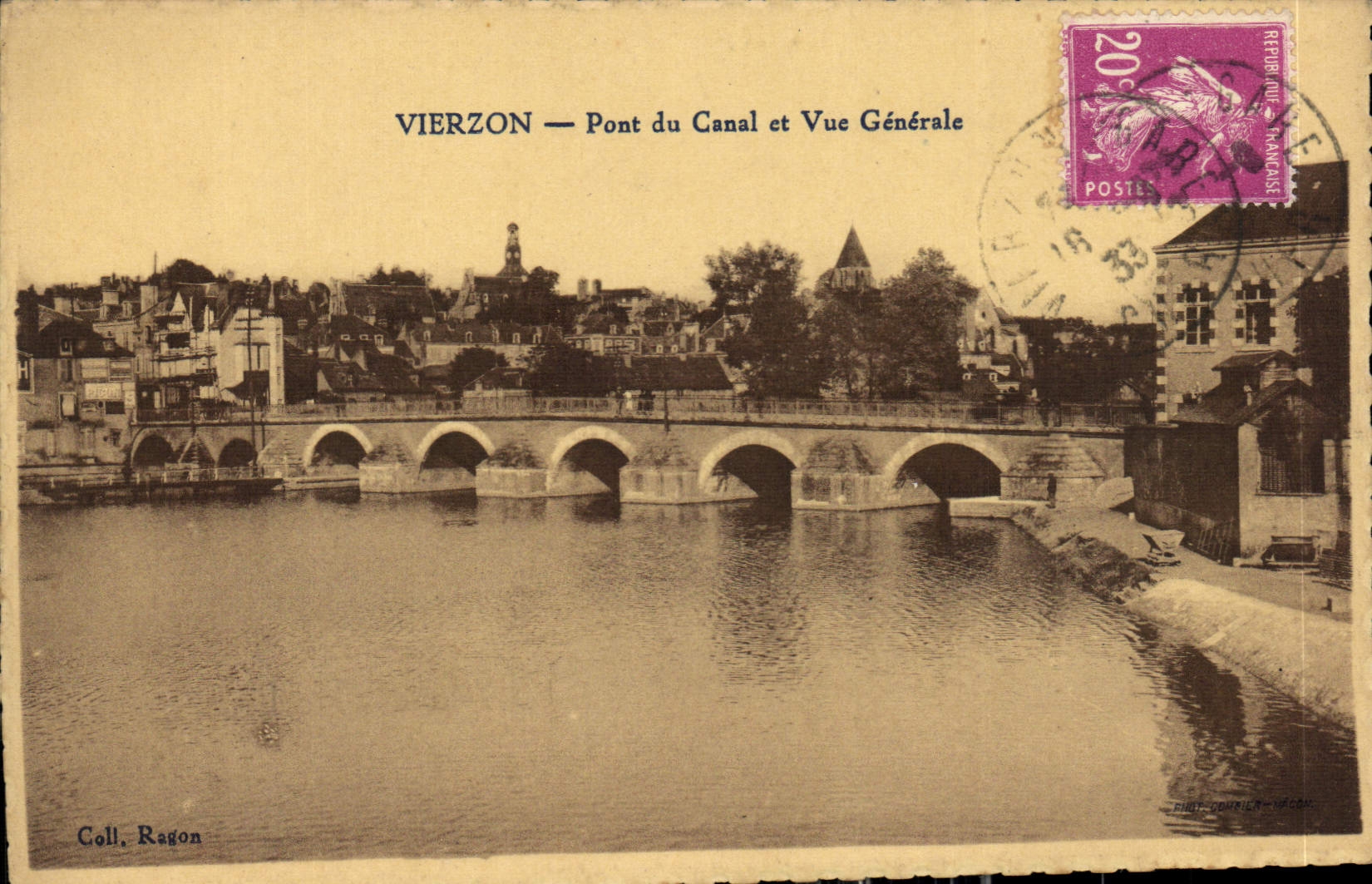 VIERZON — Pont du Canal et Vue Générale — Coll. Ragon