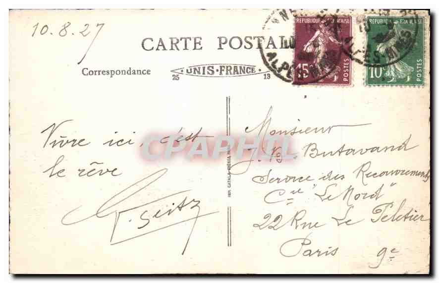 CPA Cannes La Promenade de la Croisette  — Verso
