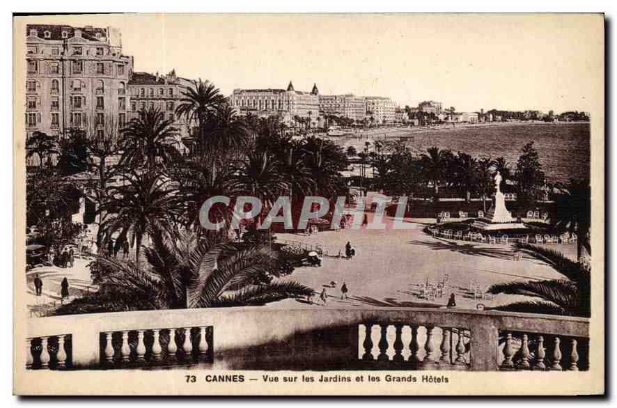 CPA Cannes Vue sur les Jardins et les Grands Hotels 