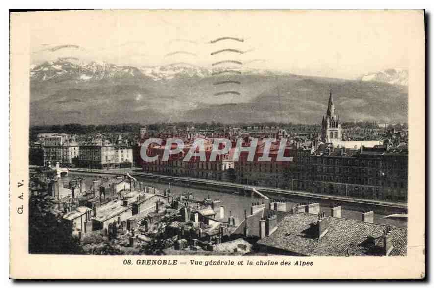 CPA Grenoble Vue generale et la chaine des Alpes 