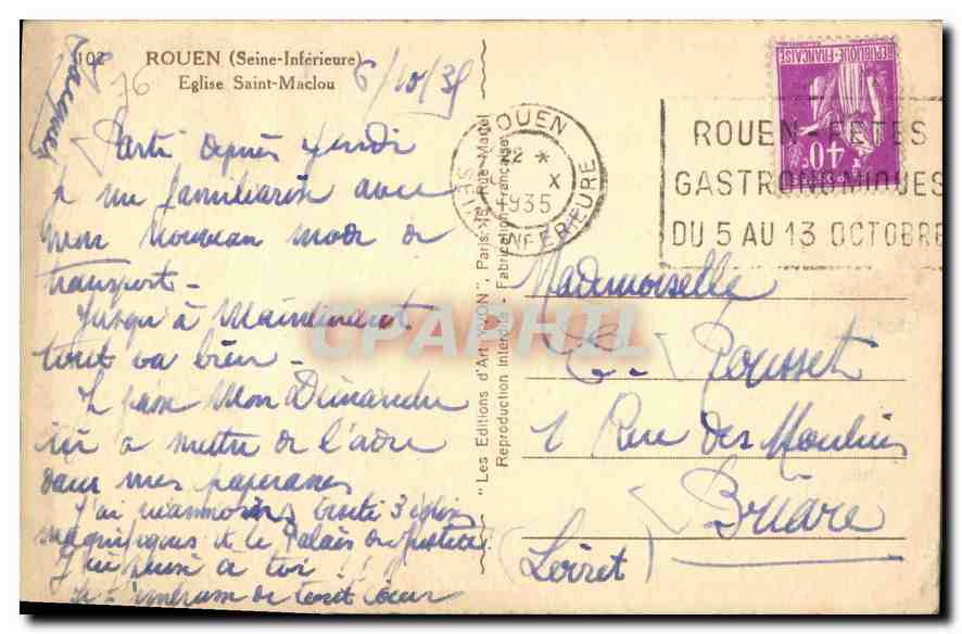 CPA Rouen Seine Inferieure Eglise Saint Maelou  — Rückseite