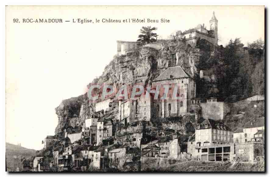 CPA Rocamadour L'Eglise le Chateau et l'Hotel Beau Site 