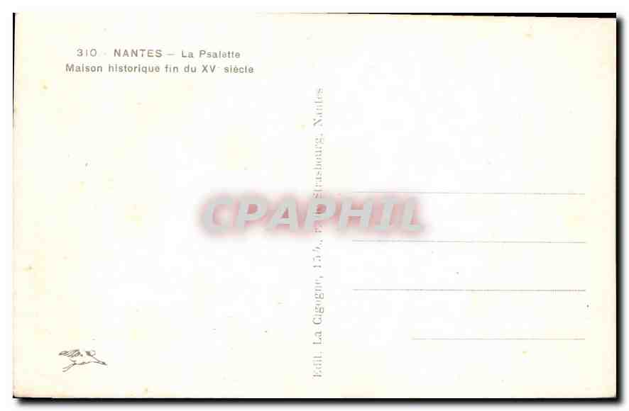 CPA Nantes La Psalette Maison historique fin du XV siecle  — Verso