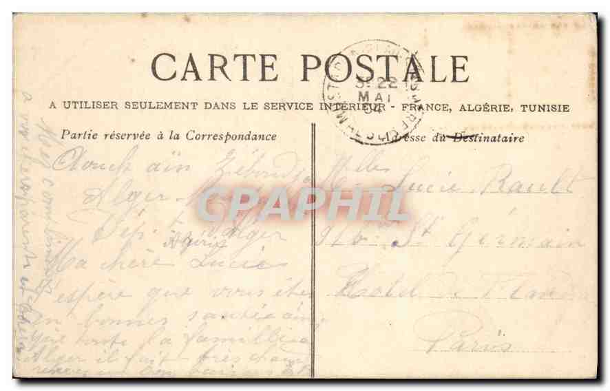 CPA Alger Rue de la Mer Rouge  — Rückseite