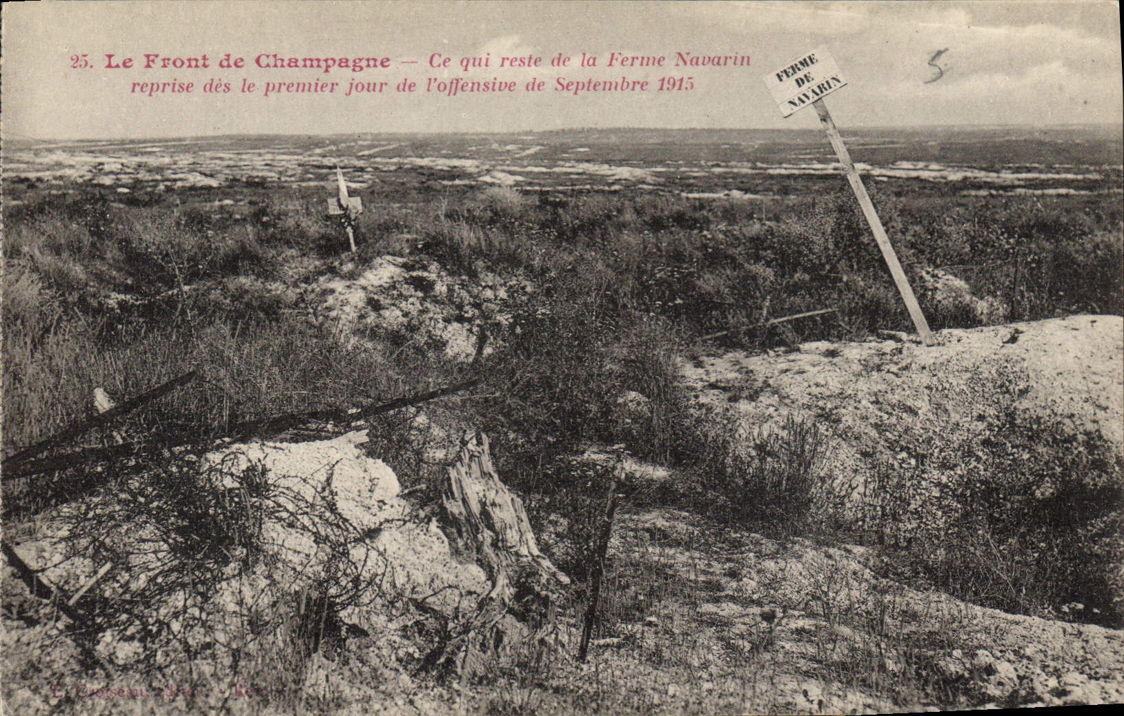 CPA Le Front de Champagne Ce qui reste de la Ferme Navarin Militaria