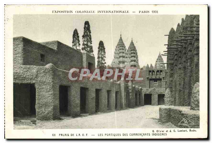 CPA Exposition Coloniale Internationale Paris 1931 Palais de l'AOF Les portiques des commercants ind