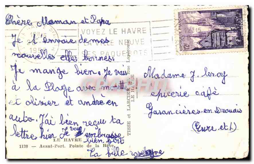 CPA Le Havre Avant Port Pointe de la Heve  — Rückseite