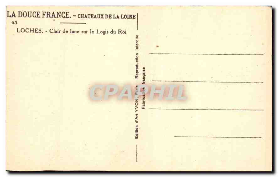 CPA Chateaux de la Loire Loches Clair de lune sur le Logis du Roi  — Rückseite