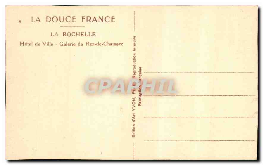 La Rochelle — Hôtel de Ville - Galerie du Rez-de-Chaussée — Édition d'Art YVON, Paris — Rückseite