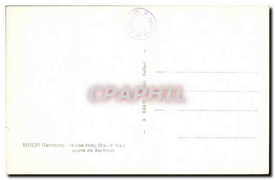 CPA Belfort Territoire Le Lion  — Verso
