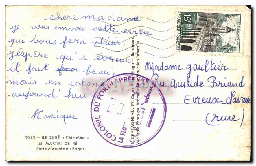 CPA Ile de Re Chte Mme St Martin de Re Porte d'entree du Bagne  — Back