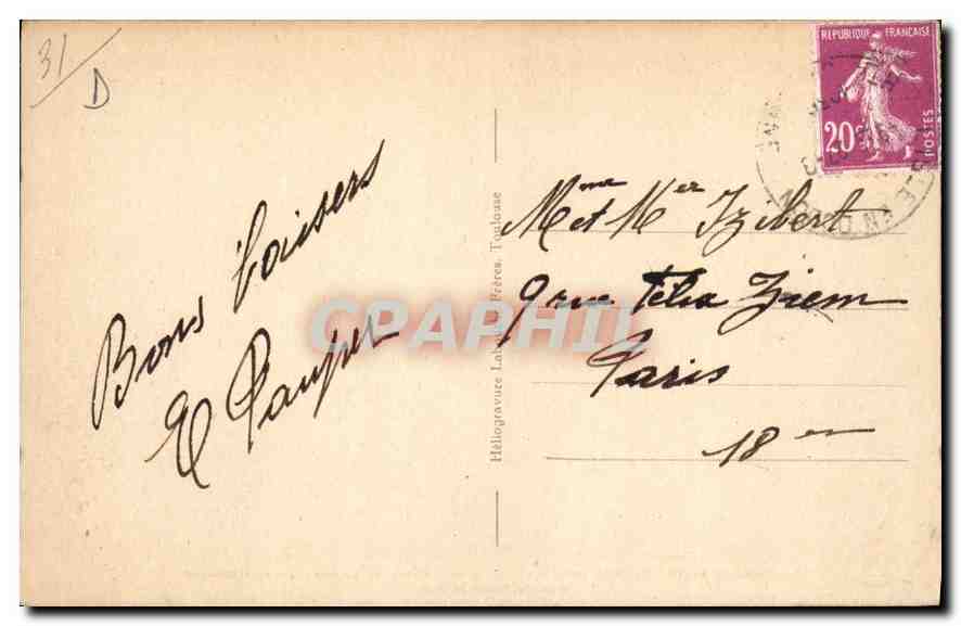 CPA Luchon Superbagneres Le Grand Hotel et la Gare du Funiculaire  — Rückseite