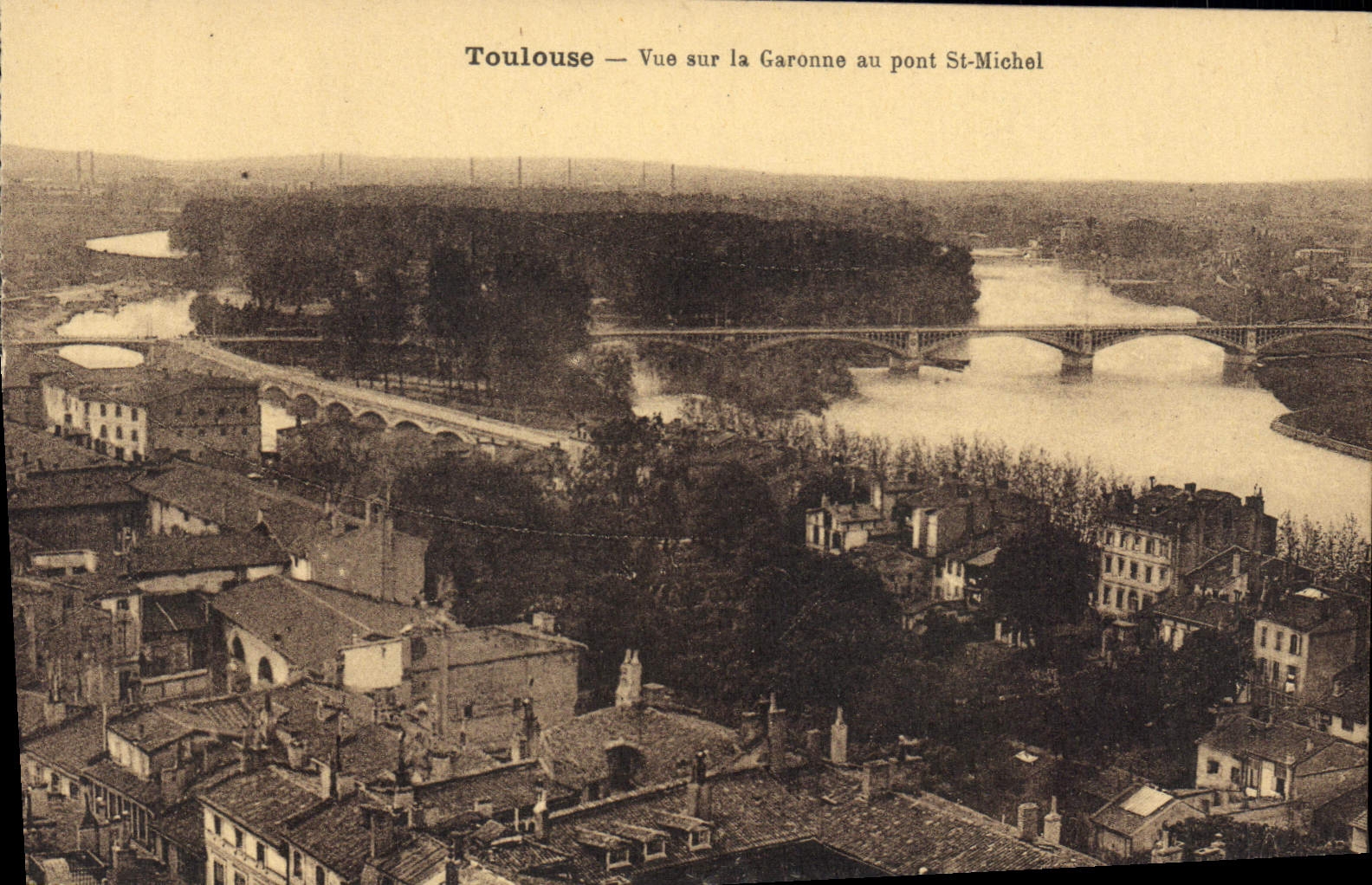 Toulouse — Vue sur la Garonne au pont St-Michel — Éditeur des Magasins du Capitole