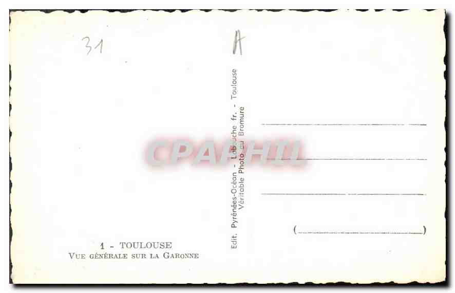 CPA Toulouse Vue generale sur la Garonne  — Rückseite