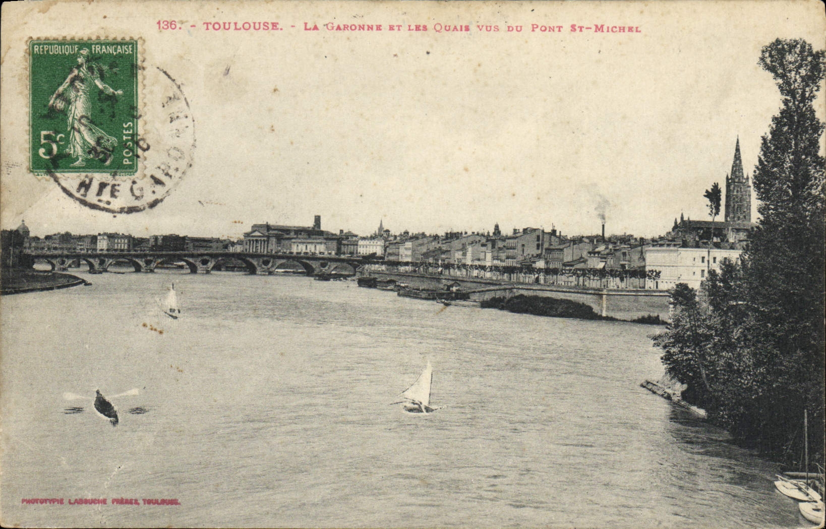 Toulouse - La Garonne et les Quais vus du Pont St-Michel — Phototype Lassuche Frères, Toulouse, n°136