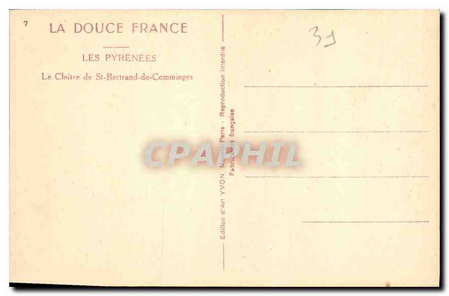 CPA Les Pyrenees Le Cloitre de St Bertrand de Comminges  — Verso
