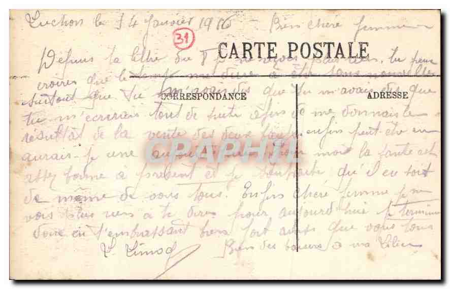 CPA Luchon Cascade de Sourrouilhe Enfants — Rückseite