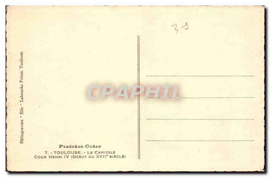 CPA Toulouse Le Capitole Cour Henri IV  — Verso
