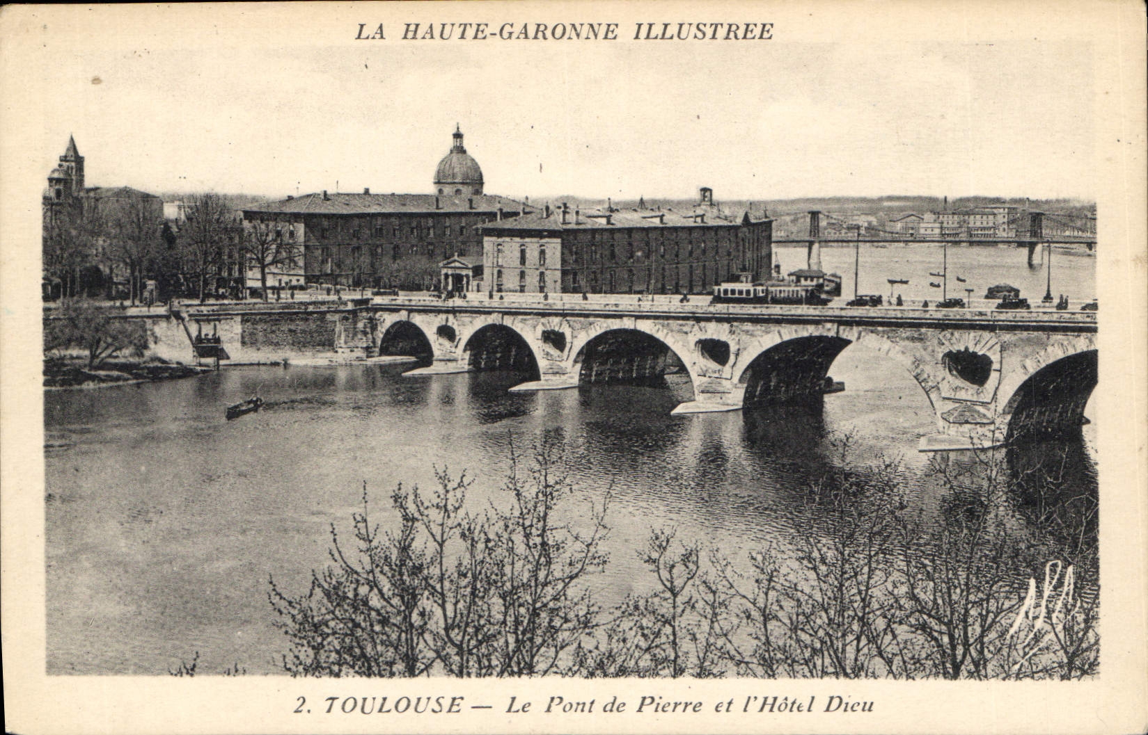 CPA Toulouse Le Pont de Pierre et l'Hotel Dieu 