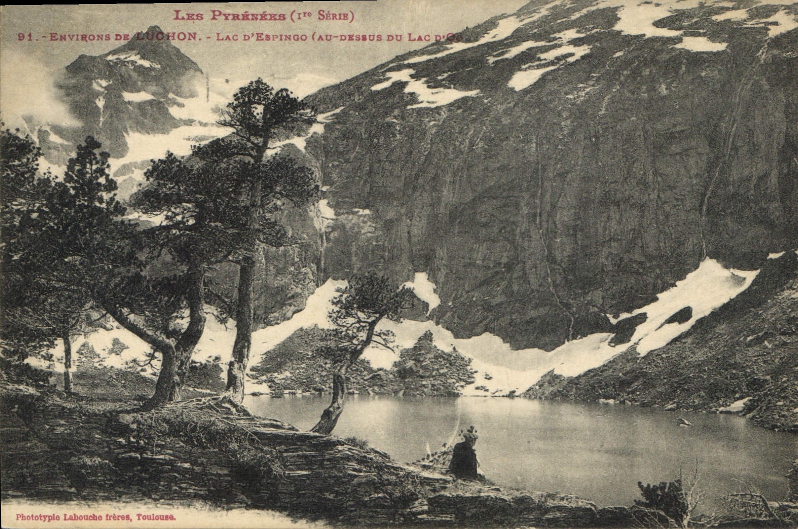 Lac d'Espingo (au-dessus du Lac d'O) — Environ de Luchon — Phototype Labouche frères, Toulouse