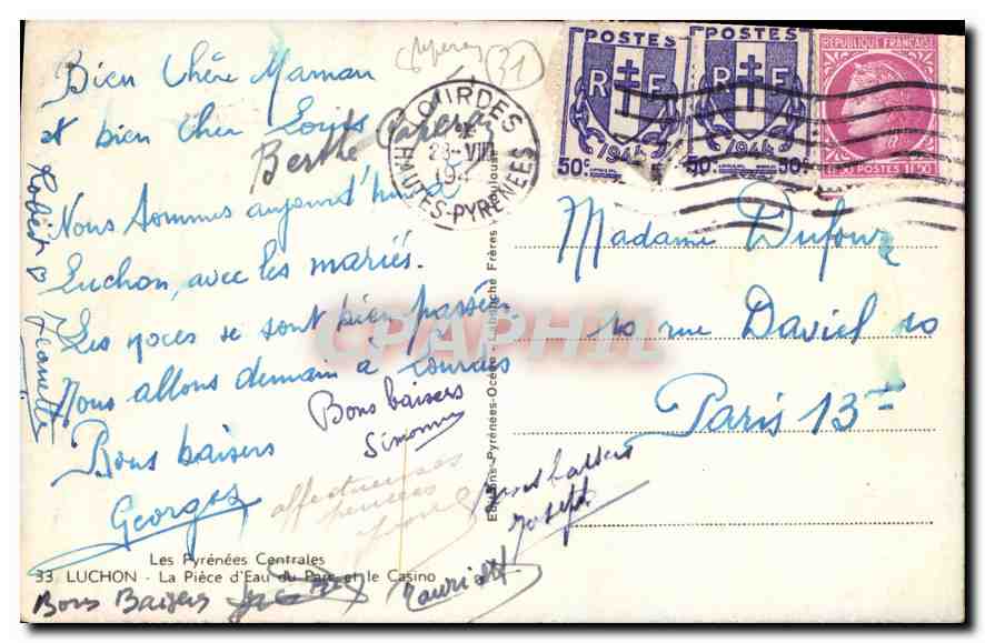 La Pièce d'Eau du Parc et le Casino — Luchon — Éditeur Elle — Achterkant