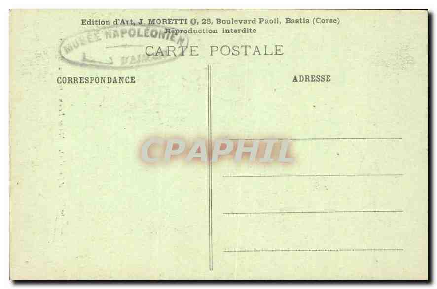 CPA Ajaccio Musee Fesch General Bonaparte Napoleon 1er — Verso