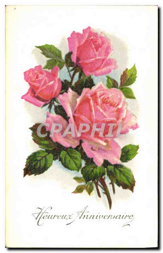 CPA Heureux Anniversaire Fleurs