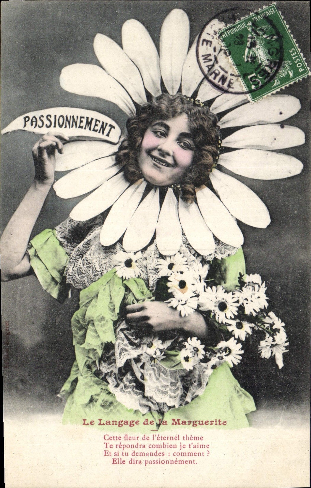 CPA Le Langage de la Marguerite Fleurs Femme