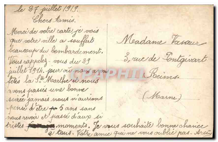 CPA Joyeuse Fete Ste Marthe Fleurs — Rückseite