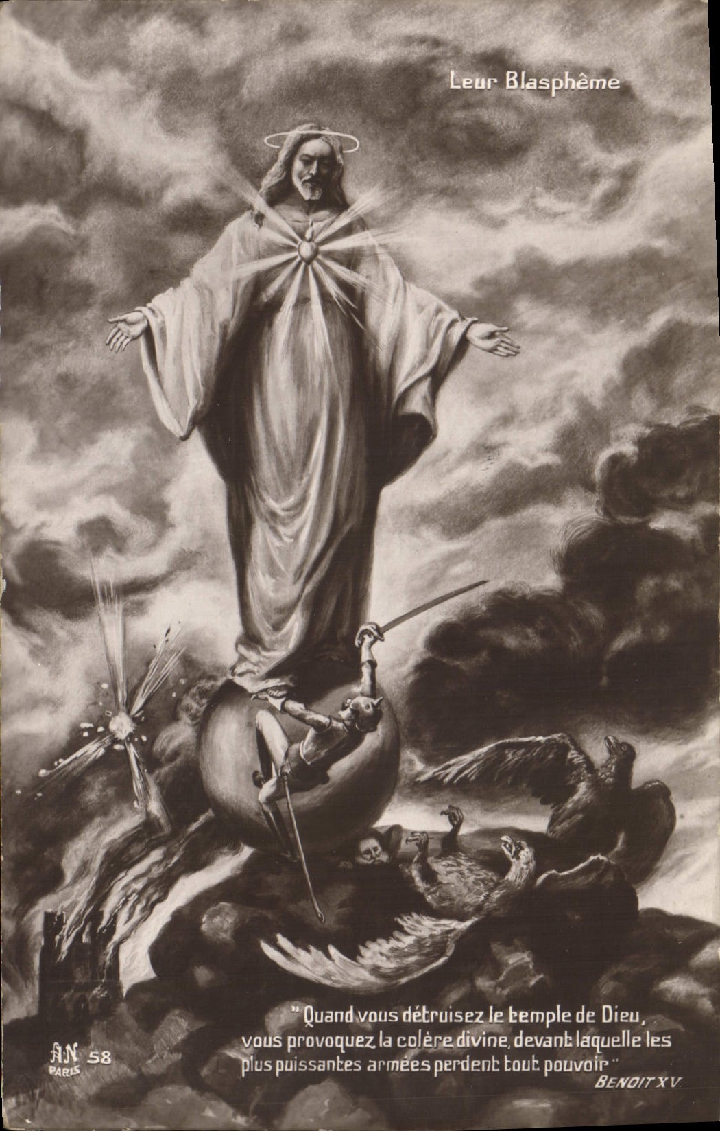CPA Leur Blaspheme Quand vous detruisez le temple de Dieu Christ