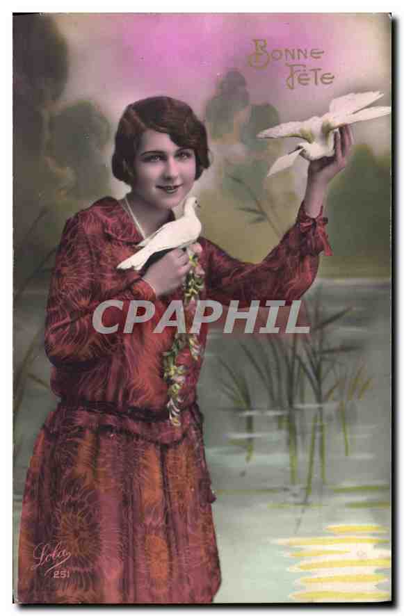 CPA Bonne Fete Femme Colombe