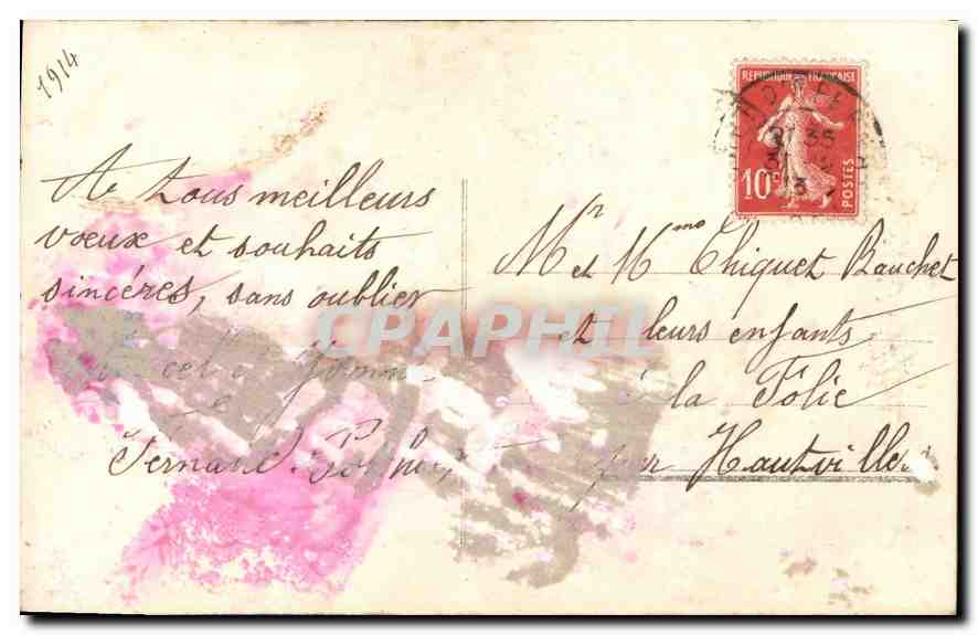 CPA Bonne Annee Homme Fleurs — Back