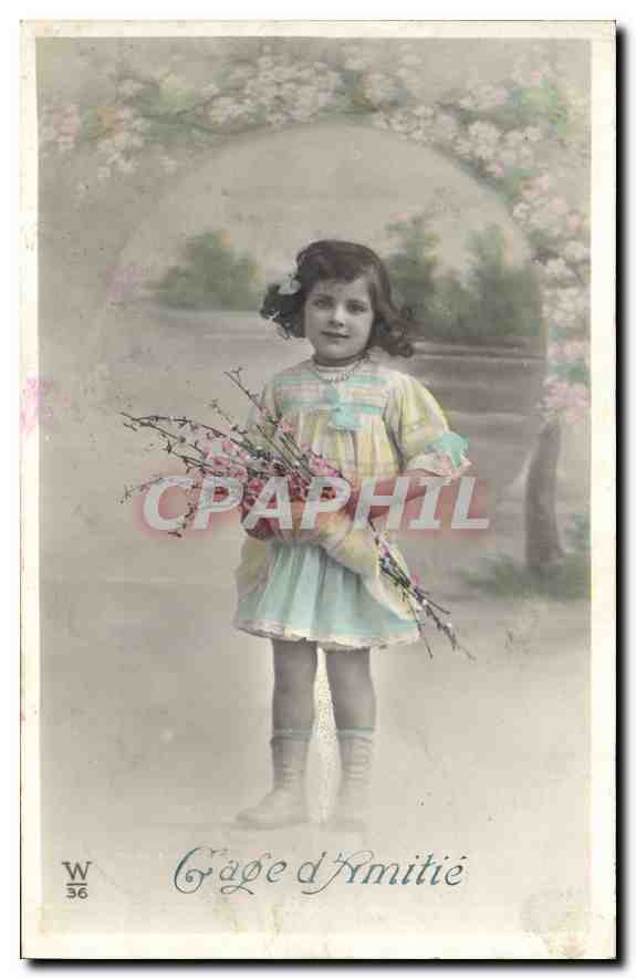 CPA Gage d'Amitie Enfant Fleurs
