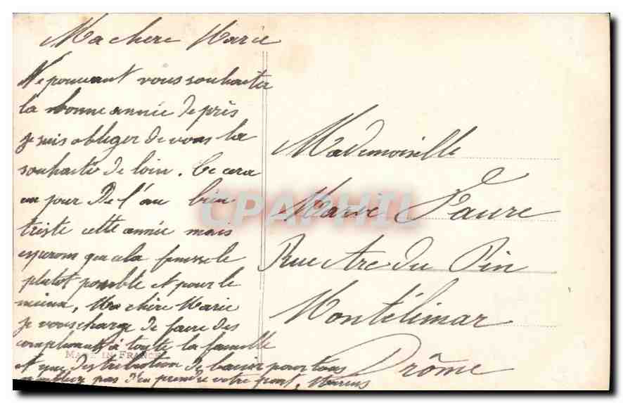 CPA Bonne Annee Fleurs — Verso