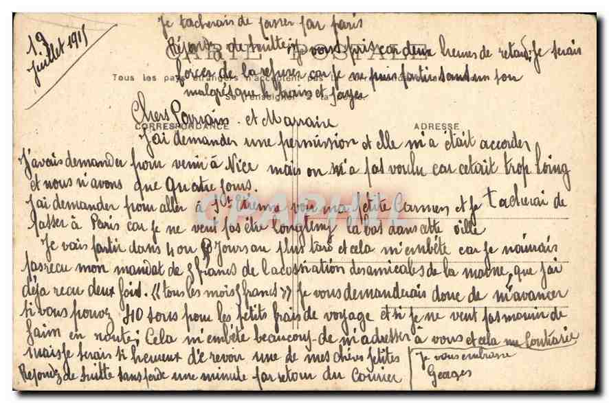 CPA La Distance Nous Separe La Pensee Nous Unit Femme — Back