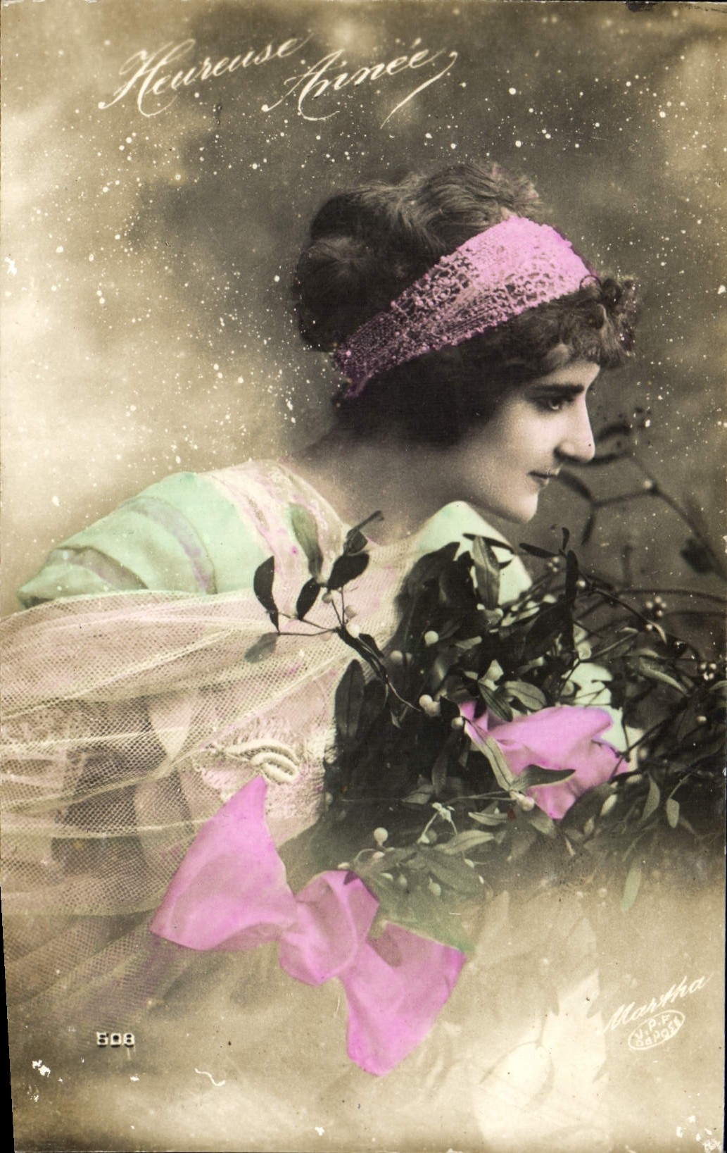 CPA Heureuse Annee Femme
