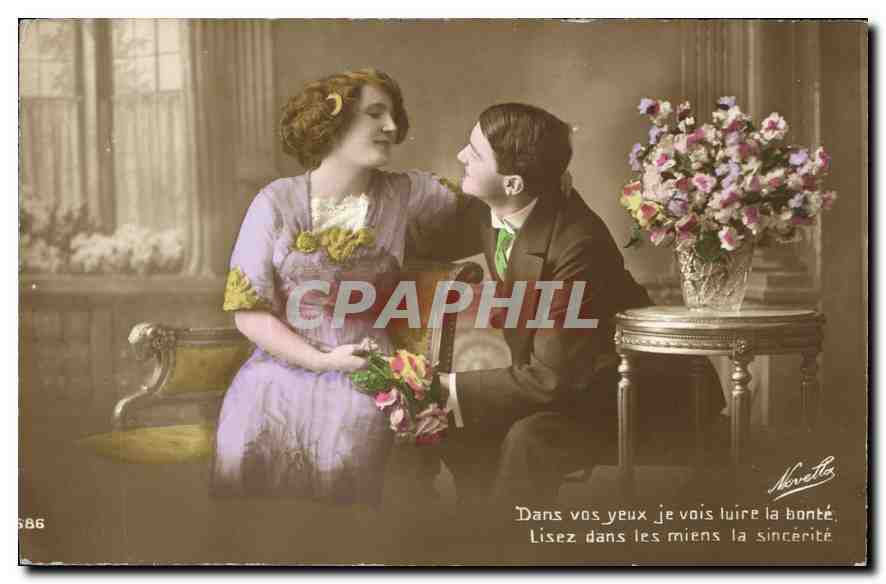 CPA Dans vos yeux ji vois luire la bonte Femme