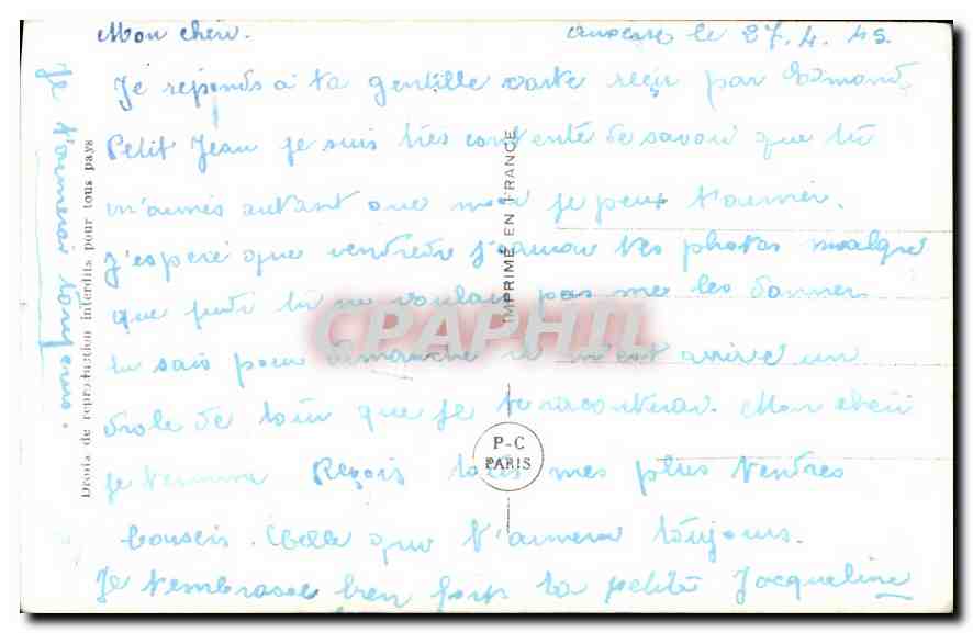 CPA Je t'aime plus que tout Femme — Rückseite