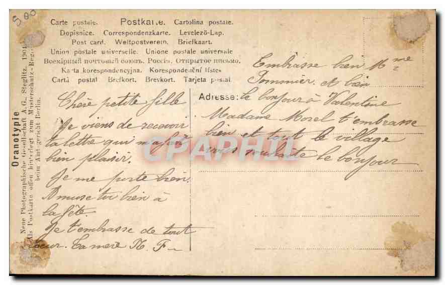 CPA Femme Enfant — Verso