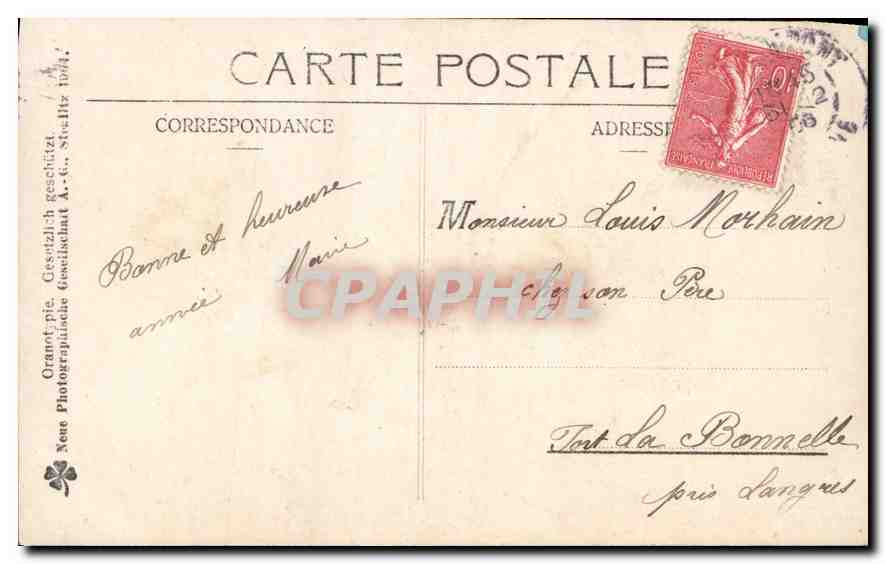 CPA Bonne Annee Femme  cochon Porc — Rückseite