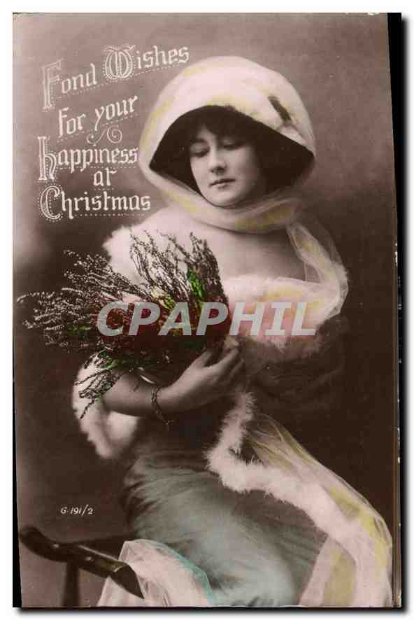CPA Fond Wishes For your happiness at Christmas Femme