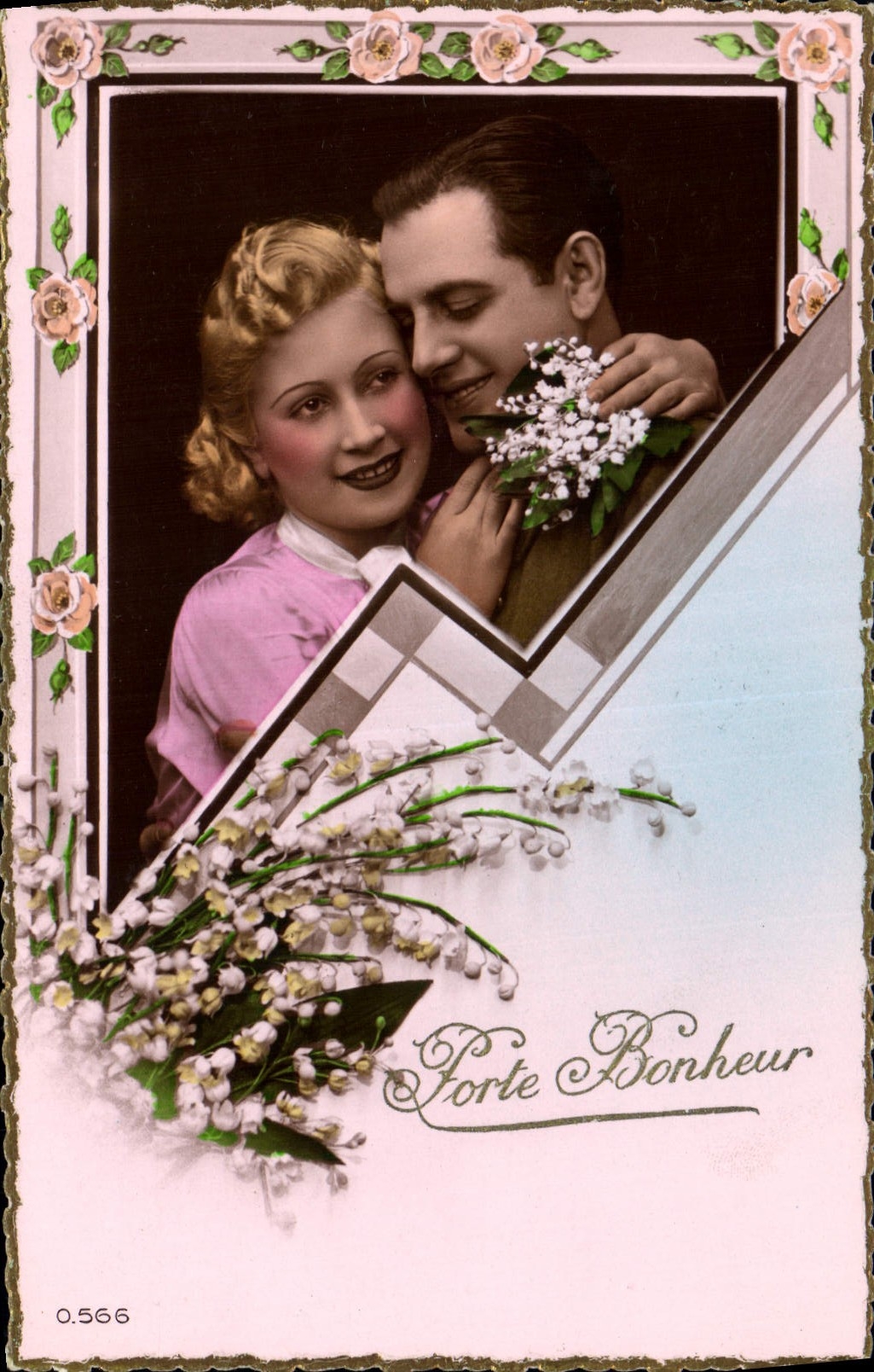 Couple amoureux — scène affectueuse — éditeur CPAPHIL n° 0.566